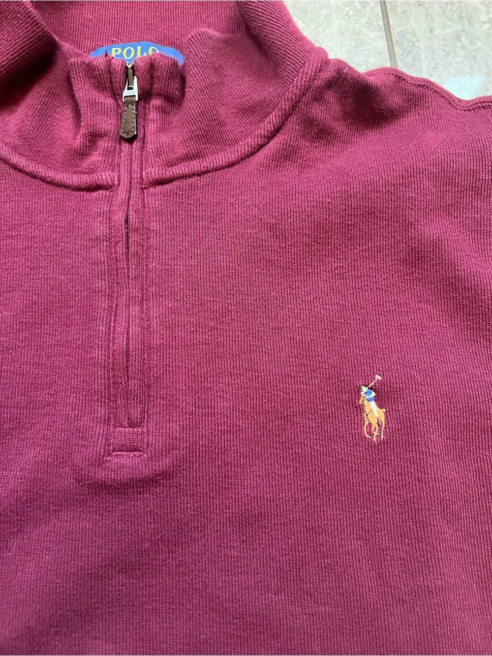 Polo Ralph Lauren Men's XL Estate Rib 1/4Zip Pullover Sweater Embroidered Maroon